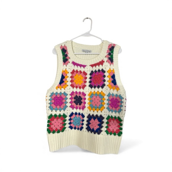 Multicolor Crochet Patchwork Sweater Vest - Picture 2 of 6